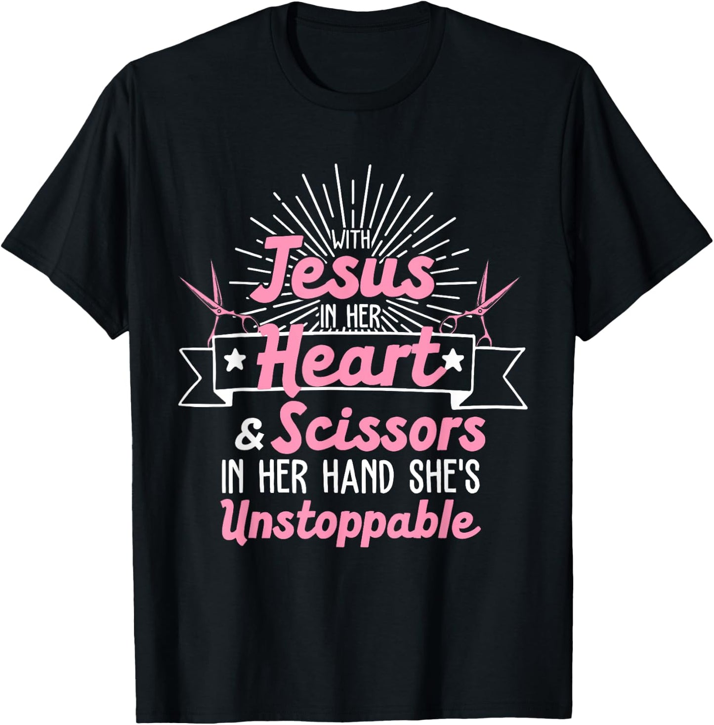 Best Hair Dresser Gift Jesus Religious Quote Funny Hairdresser Designs Girls Women Christian Hairstylists , Black T-Shirt - T-Shirt | Black