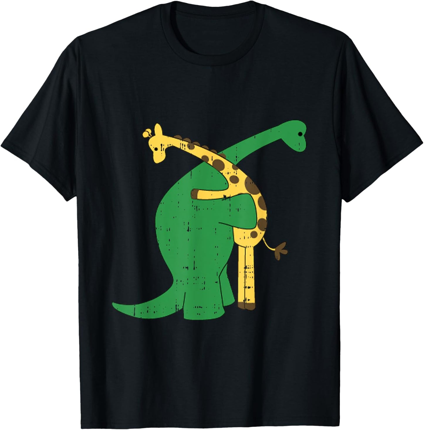 Giraffe Dinosaur Hug Love Dino Animals Safari Halloween Gift T-Shirt - T-Shirt | Black