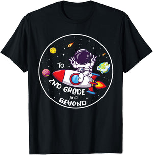 Second Grade and Beyond Astronaut 2nd Grade Students T-Shirt - T-Shirt | Black
