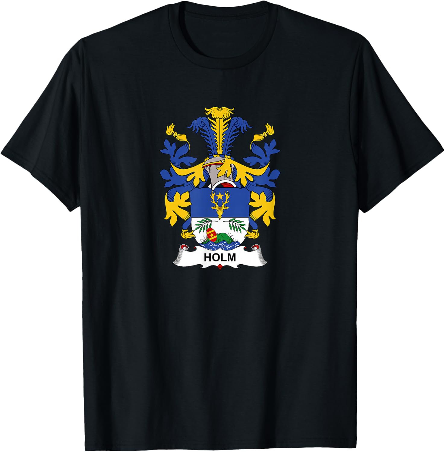 Holm Coat of Arms - Family Crest T-Shirt - T-Shirt | Black