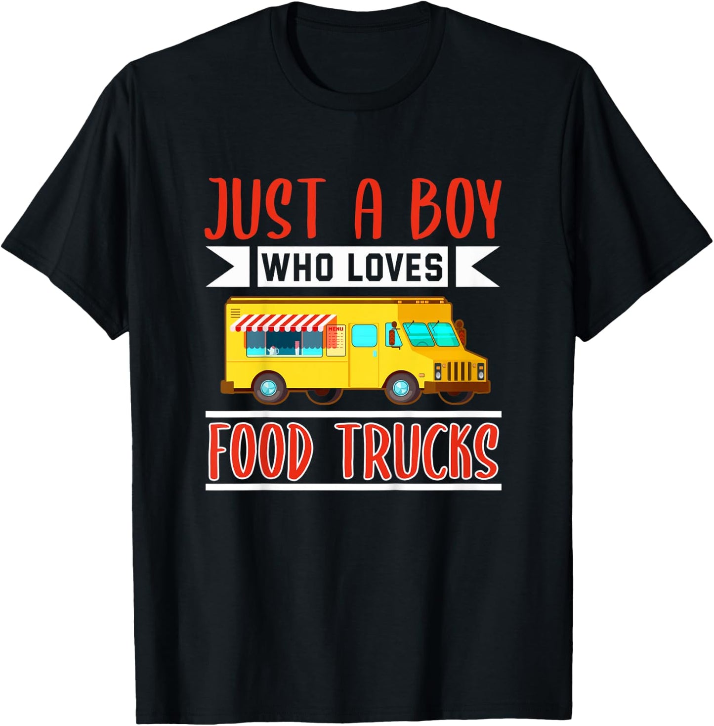 Kids Food Truck Shirt Boys Funny Street Food Food Truck Lover T-Shirt - T-Shirt | Black