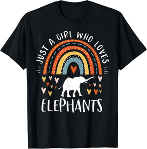 Just A Girl Who Loves Elephants Rainbow Gifts Elephant Lover Small T-Shirt - T-Shirt | Black