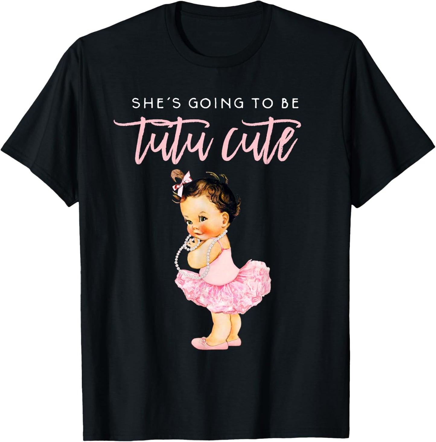Its A Girl Gender Reveal Shirt Touchdown Tutu Baby Shower T-Shirt - T-Shirt | Black