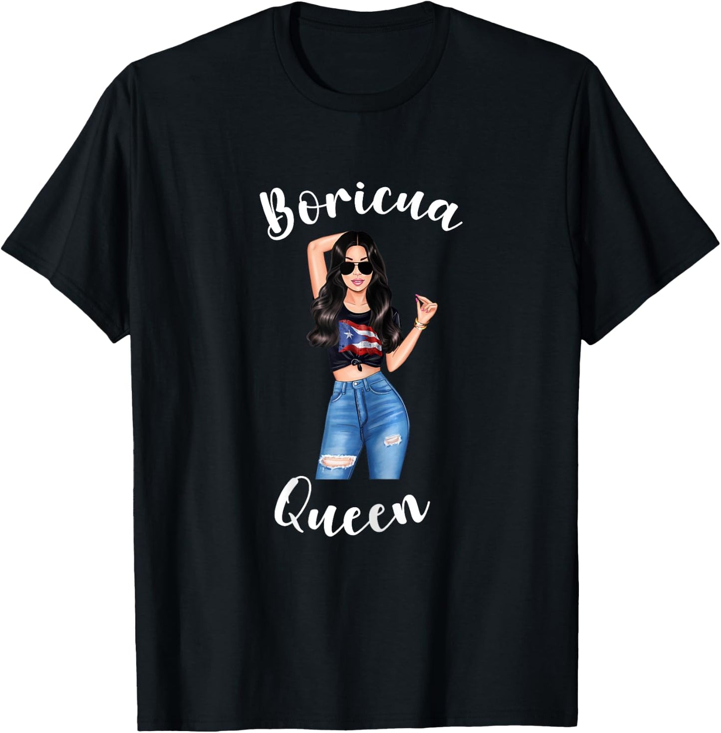 Boricua Queen Puerto Rico Woman Rican Proud Princess Diva T-Shirt - T-Shirt | Black