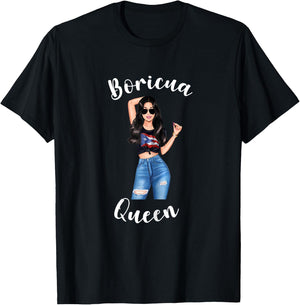 Boricua Queen Puerto Rico Woman Rican Proud Princess Diva T-Shirt - T-Shirt | Black