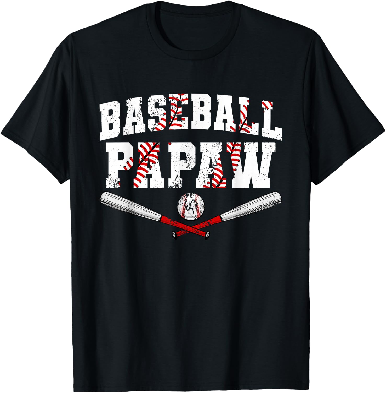 Retro Baseball Papaw Baseball Lover Father's Day T-Shirt - T-Shirt | Black