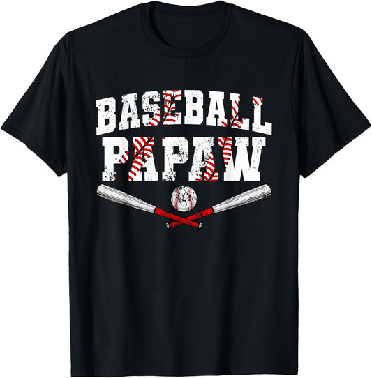 Retro Baseball Papaw Baseball Lover Father's Day T-Shirt - T-Shirt | Black