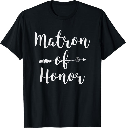 Matron of Honor Shirt Best Bachelorette Party Women T-Shirt - T-Shirt | Black