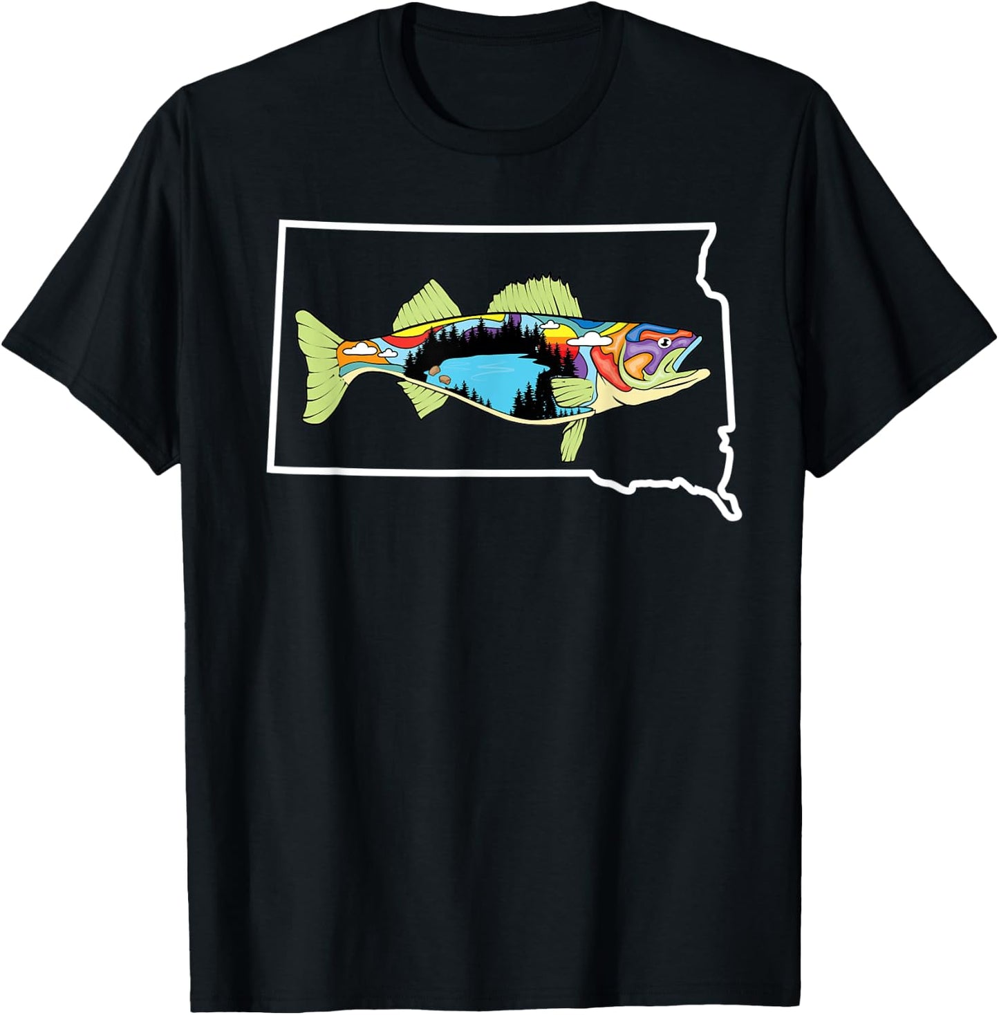 South Dakota Walleye Walleye Fishing Freshwater Fisherman T-Shirt - T-Shirt | Black