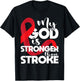 My God Is Stronger Than Stroke - Red Ribbon Brain Attack T-Shirt - T-Shirt | Black
