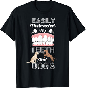Dentist Dental Assistant Hygienist Dog Tooth T-Shirt - T-Shirt | Black