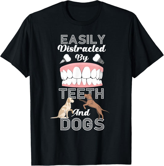 Dentist Dental Assistant Hygienist Dog Tooth T-Shirt - T-Shirt | Black