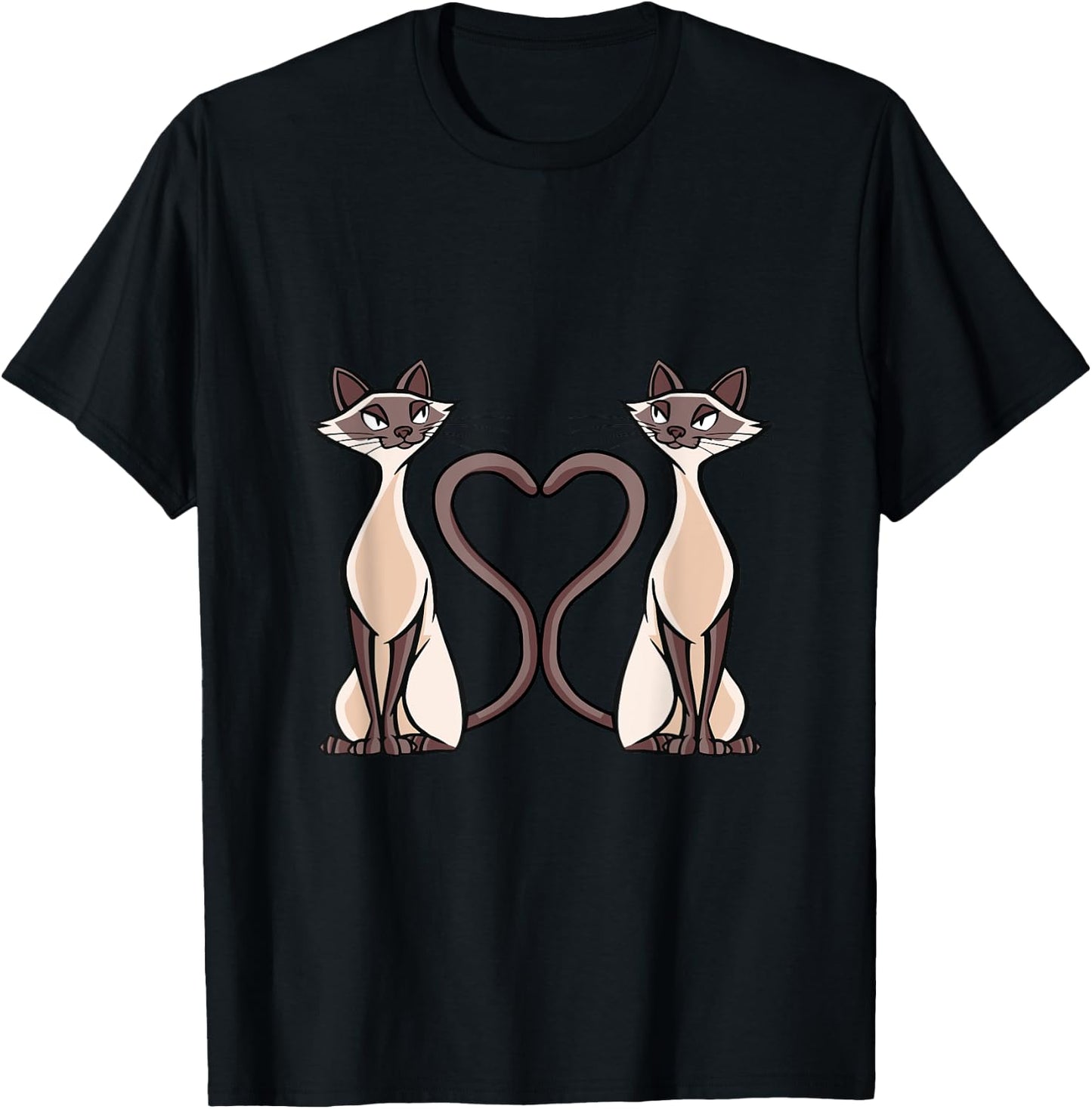 Siam Cat Heart Design Cat Lovers T-Shirt - T-Shirt | Black