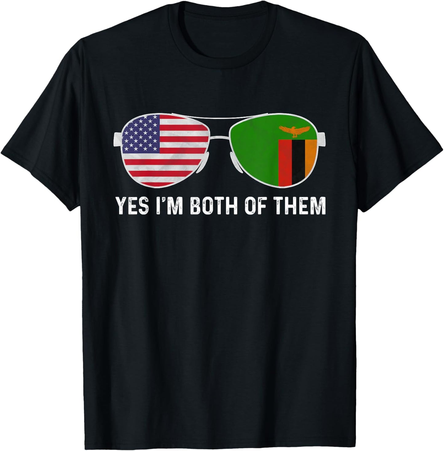 Sunglass Design Zambian American Flag Patriotic Heritage Kids Men T-Shirt - T-Shirt | Black