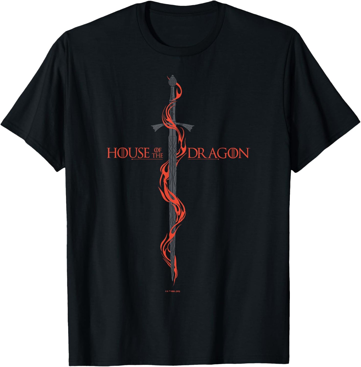 House of the Dragon Sword Red Flames V2 T-Shirt - T-Shirt | Black