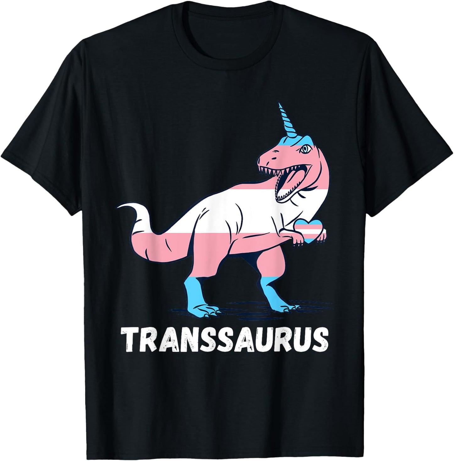 Transgender T-Rex Trans Pride Heart Unicorn Trans Pride T-Shirt - T-Shirt | Black