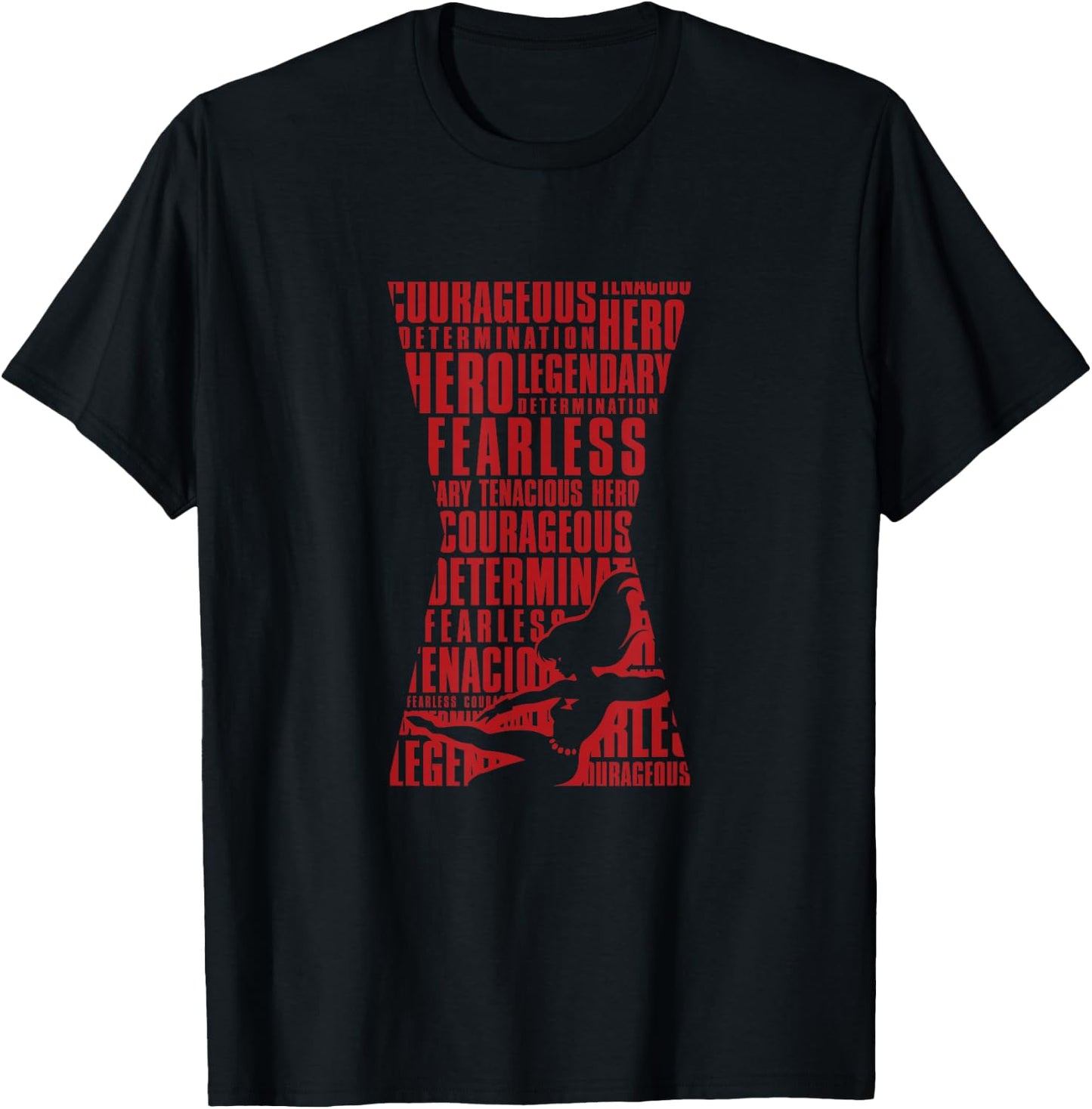 Marvel Black Widow Hourglass Empowering Words T-Shirt - T-Shirt | Black