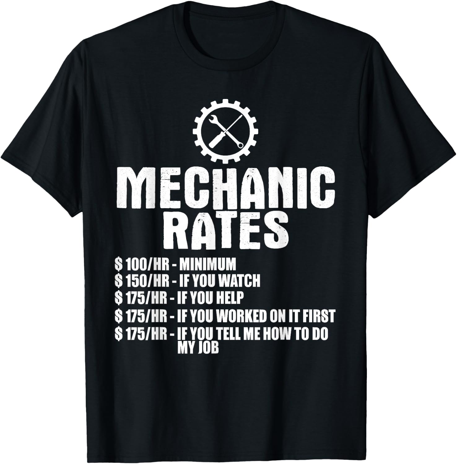 Mechanic Funny - Mechanic Rates Small T-Shirt - T-Shirt | Black
