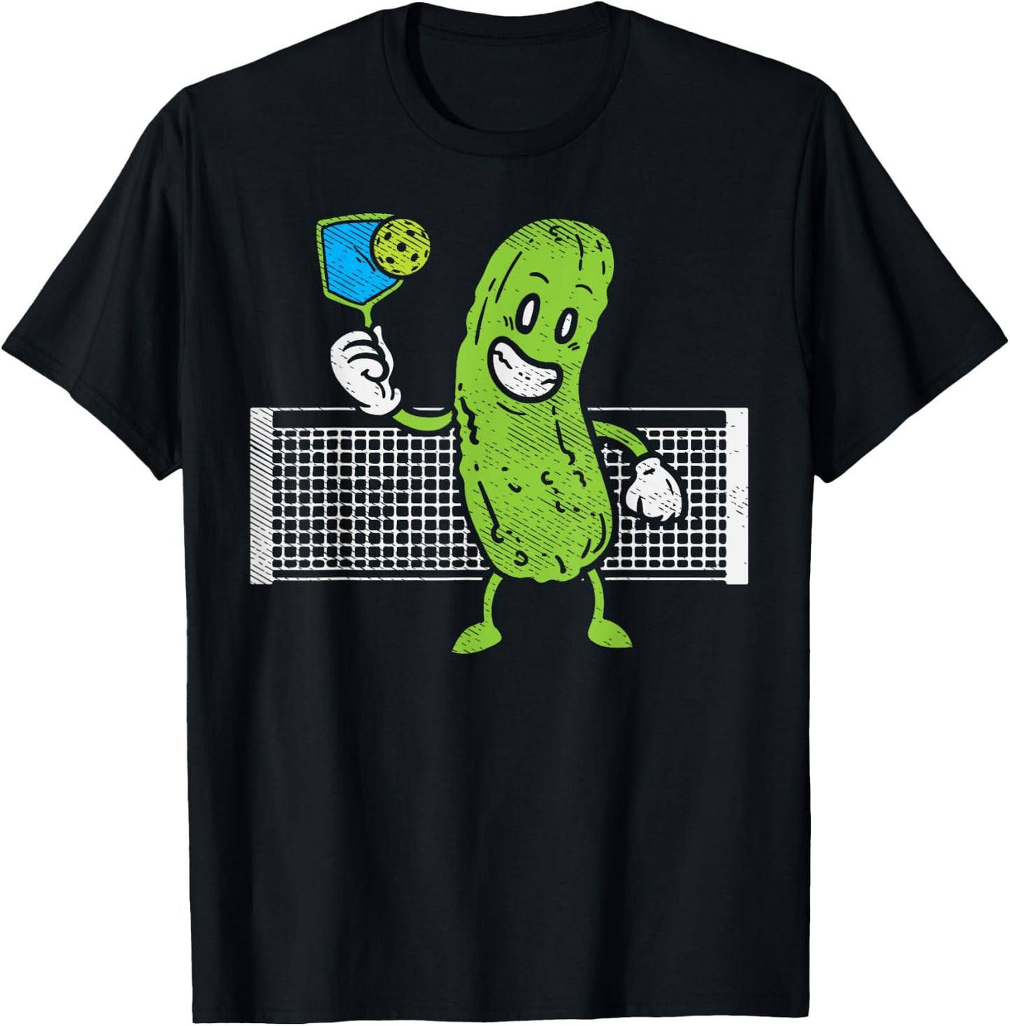 Pickle Playing Pickleball Funny Paddleball Men Women Gift T-Shirt - T-Shirt | Black