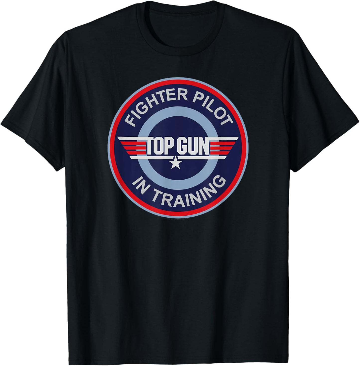 Top Gun Fighter Pilot in Training Round Logo 80's Movie T-Shirt - T-Shirt | Black