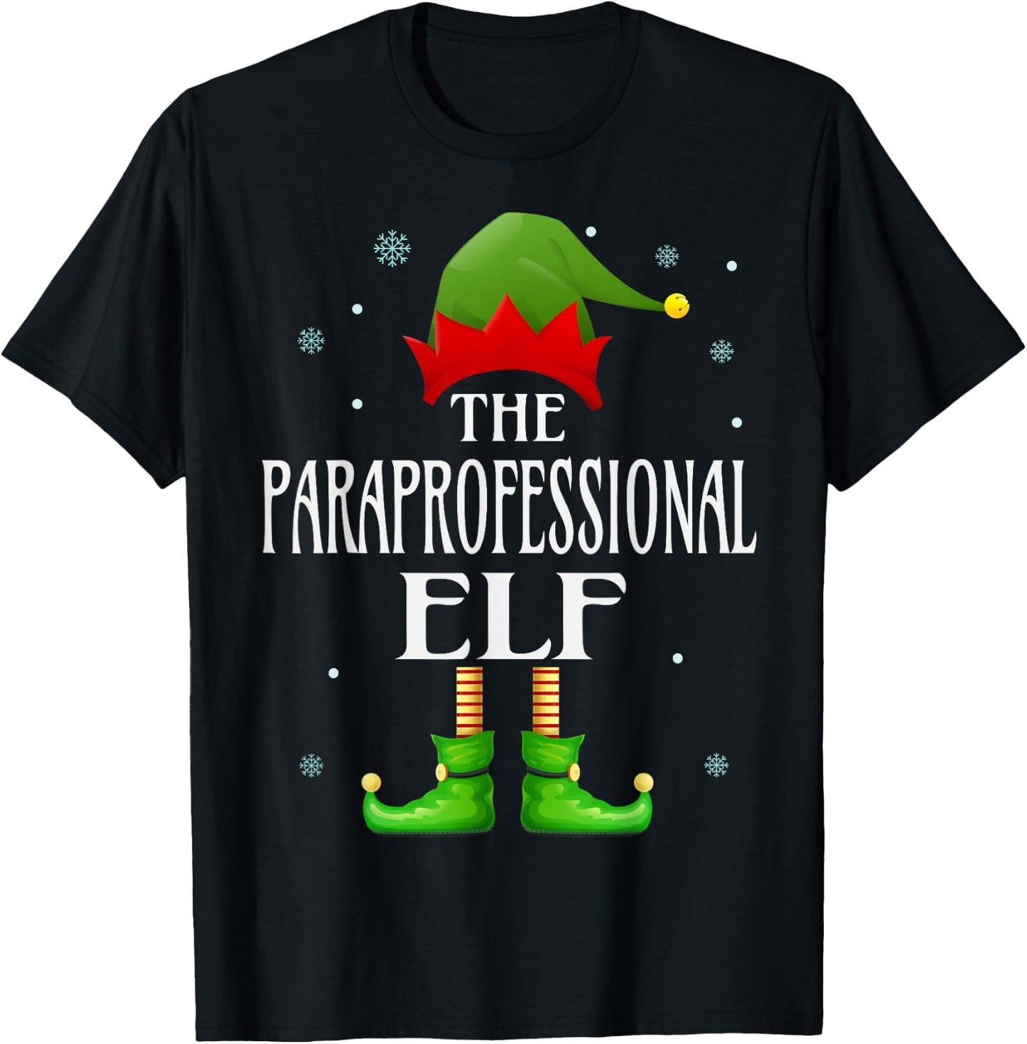 Paraprofessional Elf Xmas Funny Family Matching Christmas T-Shirt - T-Shirt | Black