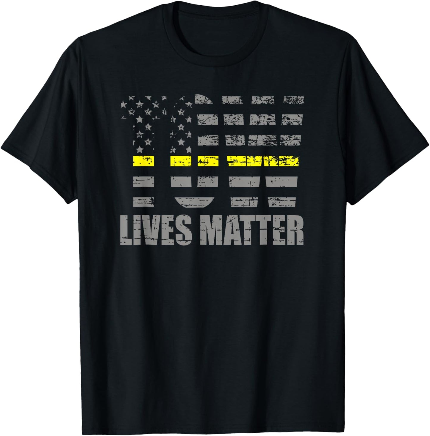 Tow Lives Matter Thin Yellow Line Tow Truck Driver Shirt T-Shirt - T-Shirt | Black
