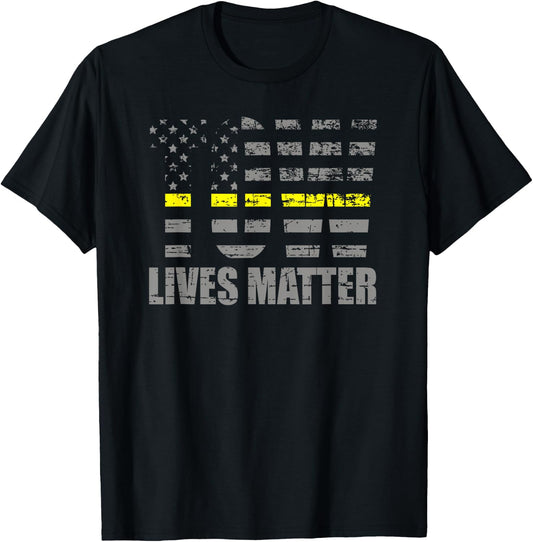 Tow Lives Matter Thin Yellow Line Tow Truck Driver Shirt T-Shirt - T-Shirt | Black