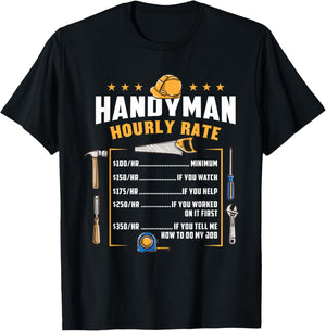 Handyman Hourly Rate Funny Dad T-Shirt - T-Shirt | Black