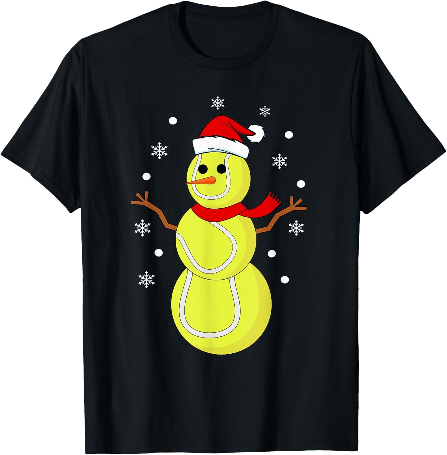 Christmas Tennis Balls Snowman Kids Funny Tennis Christmas T-Shirt - T-Shirt | Black