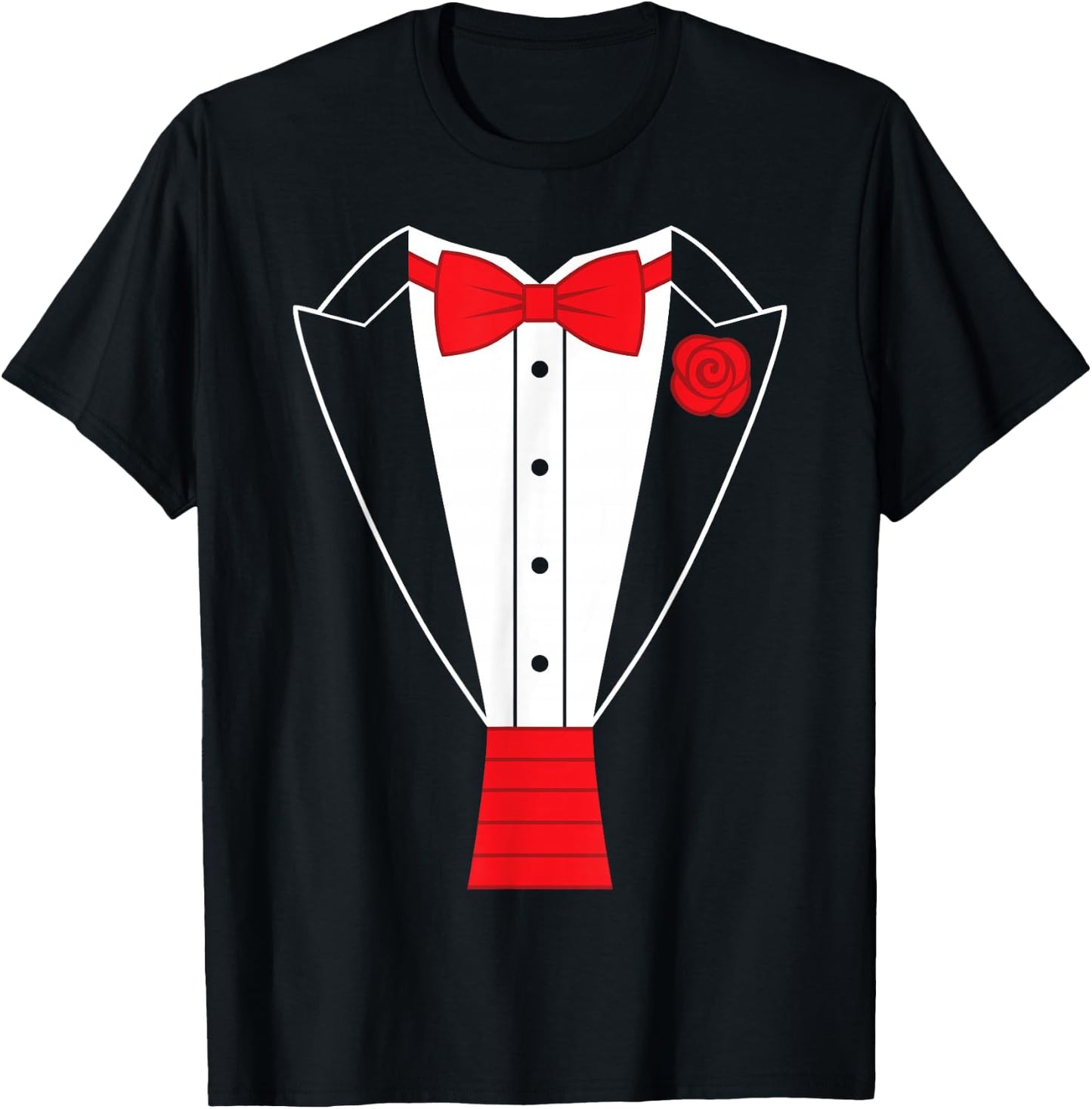 Red Bow Tie Tuxedo T-Shirt - T-Shirt | Black