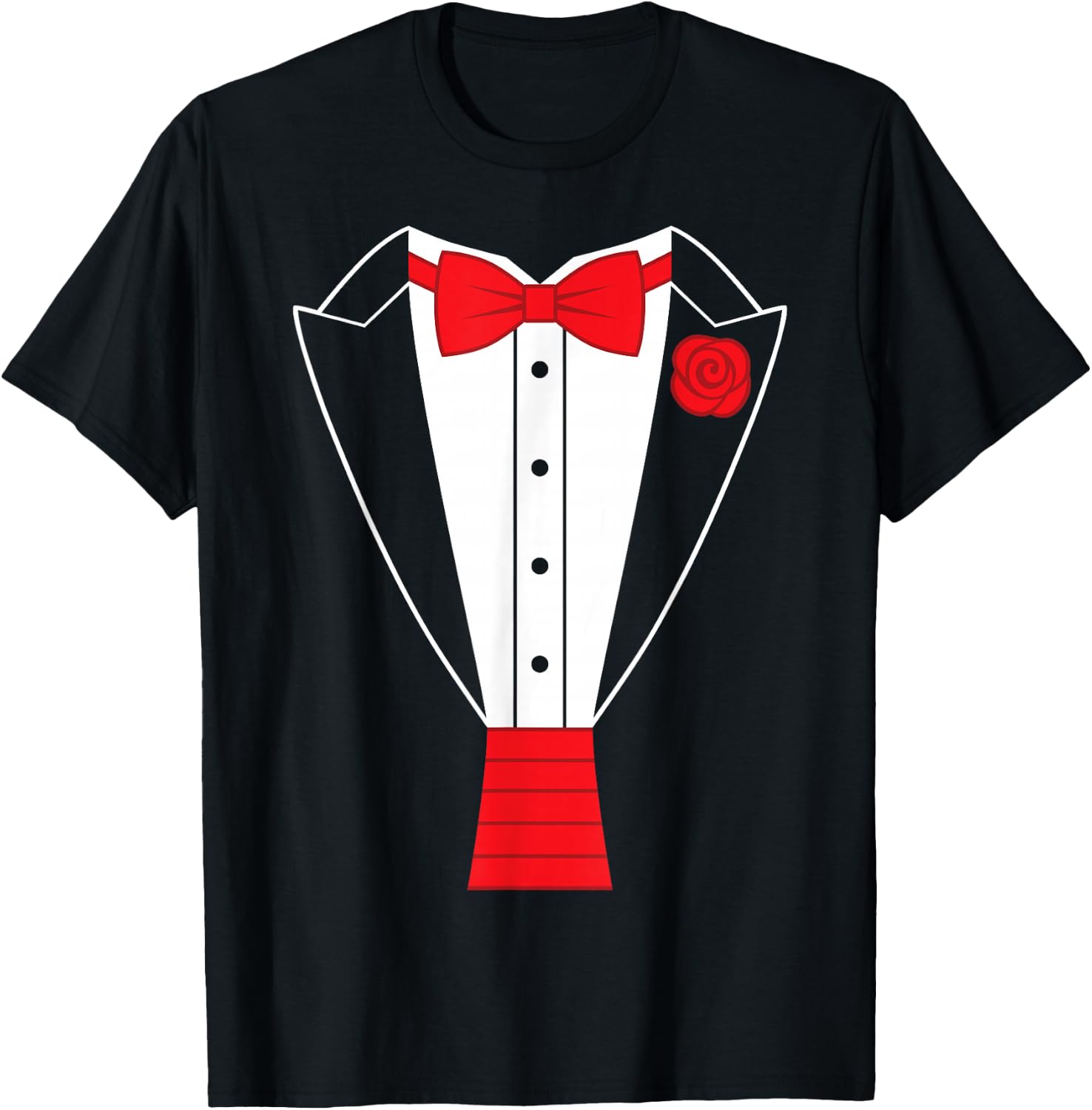 Red Bow Tie Tuxedo T-Shirt - T-Shirt | Black
