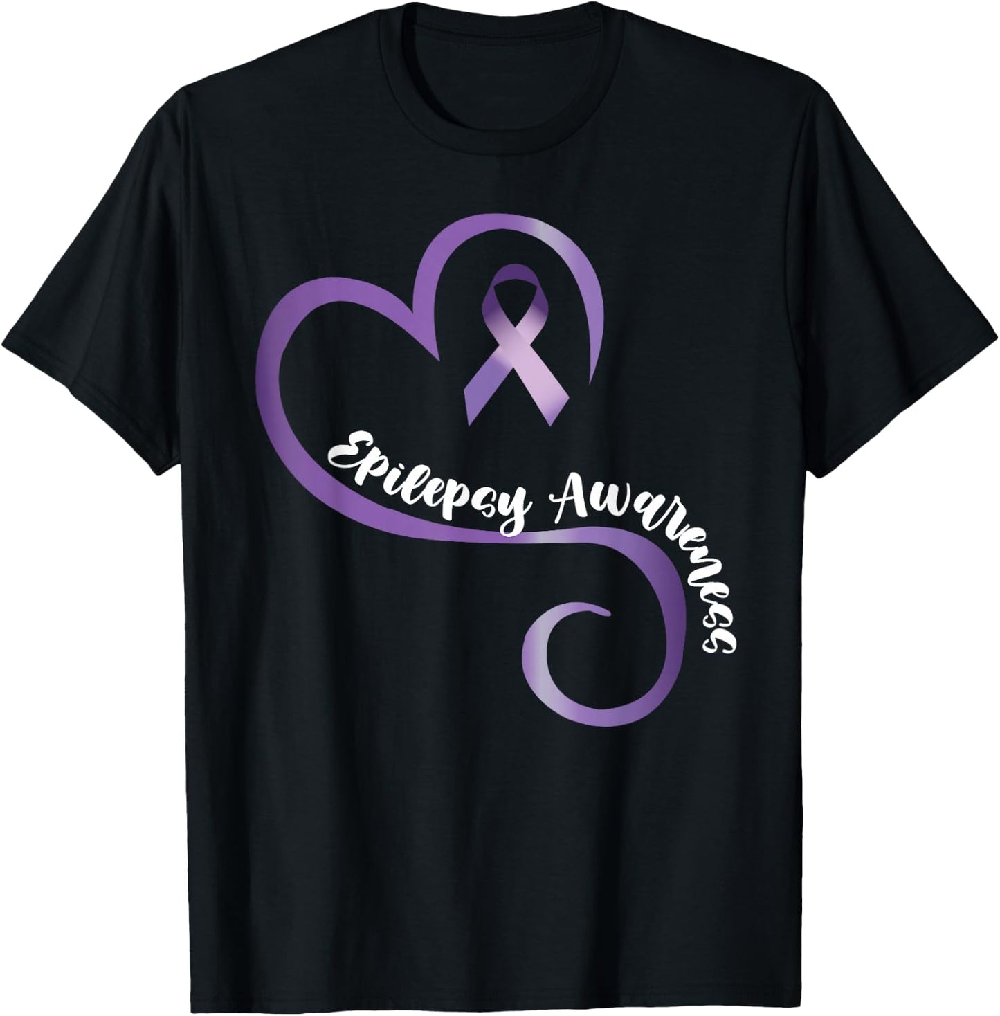 Epilepsy Awareness Heart Ribbon T-Shirt - T-Shirt | Black