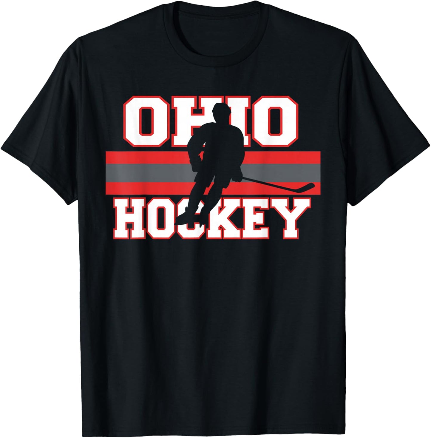State of Ohio Ice Hockey Player Gear Sports Coach Team Gift T-Shirt - T-Shirt | Black