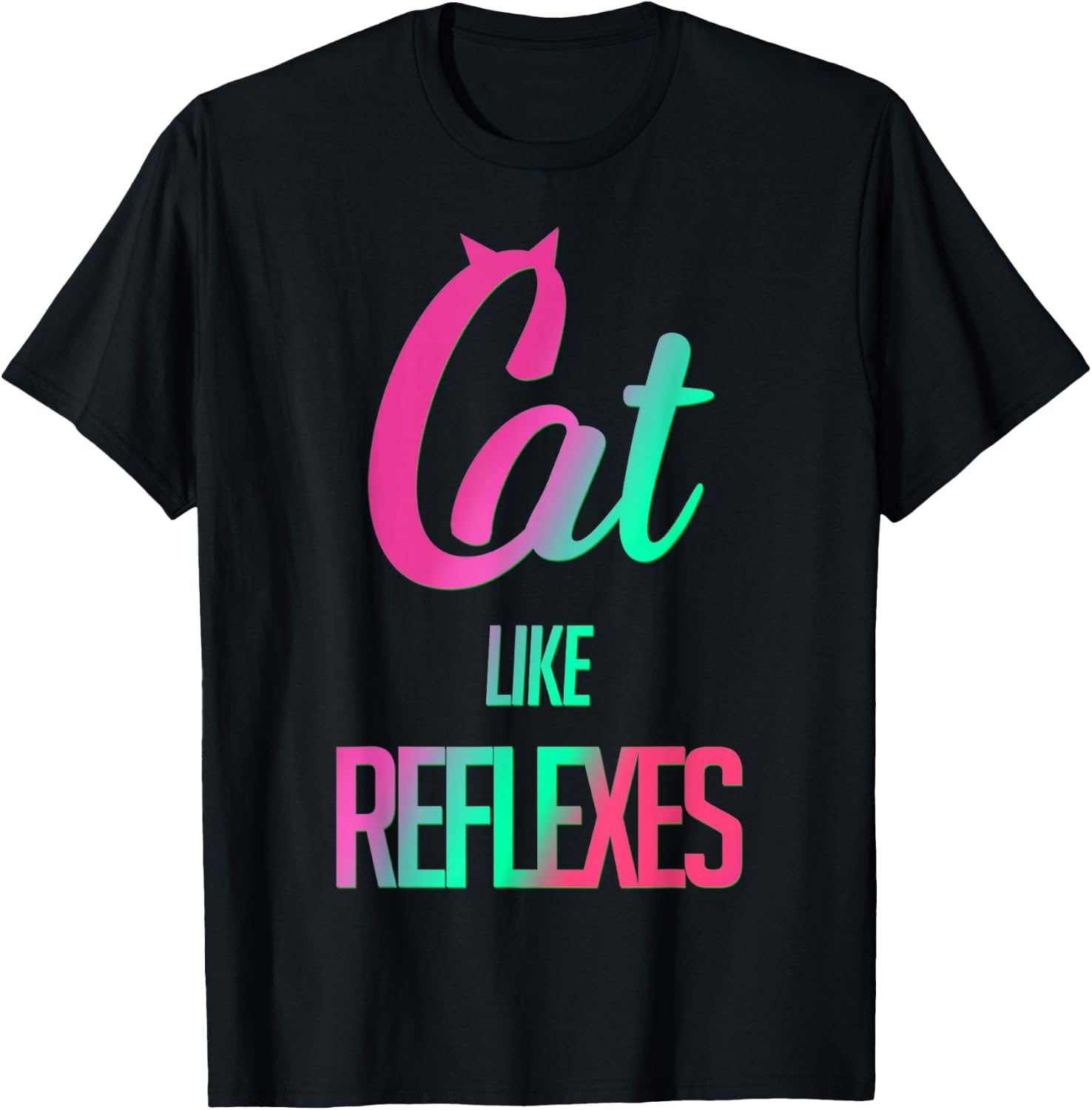 Trendy Cat Like Reflexes Gradient T-Shirt - T-Shirt | Black