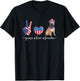 Peace Love Frenchie Patriotic US Flag 4th July T-Shirt - T-Shirt | Black