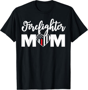 Firefighter Mom Shirt Proud Mother Design Thin Red Line T-Shirt - T-Shirt | Black