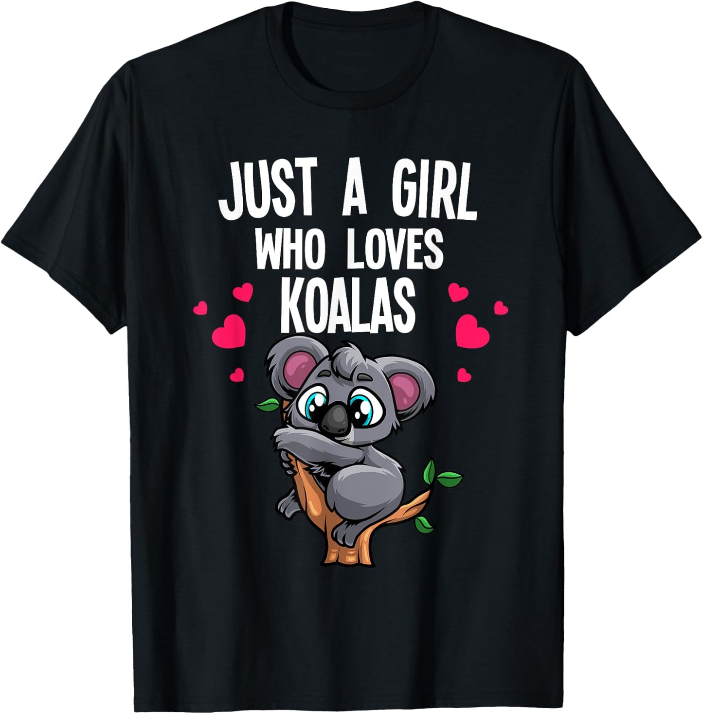 Funny Koala Bear For Girls Women Australian Animal Hearts T-Shirt - T-Shirt | Black