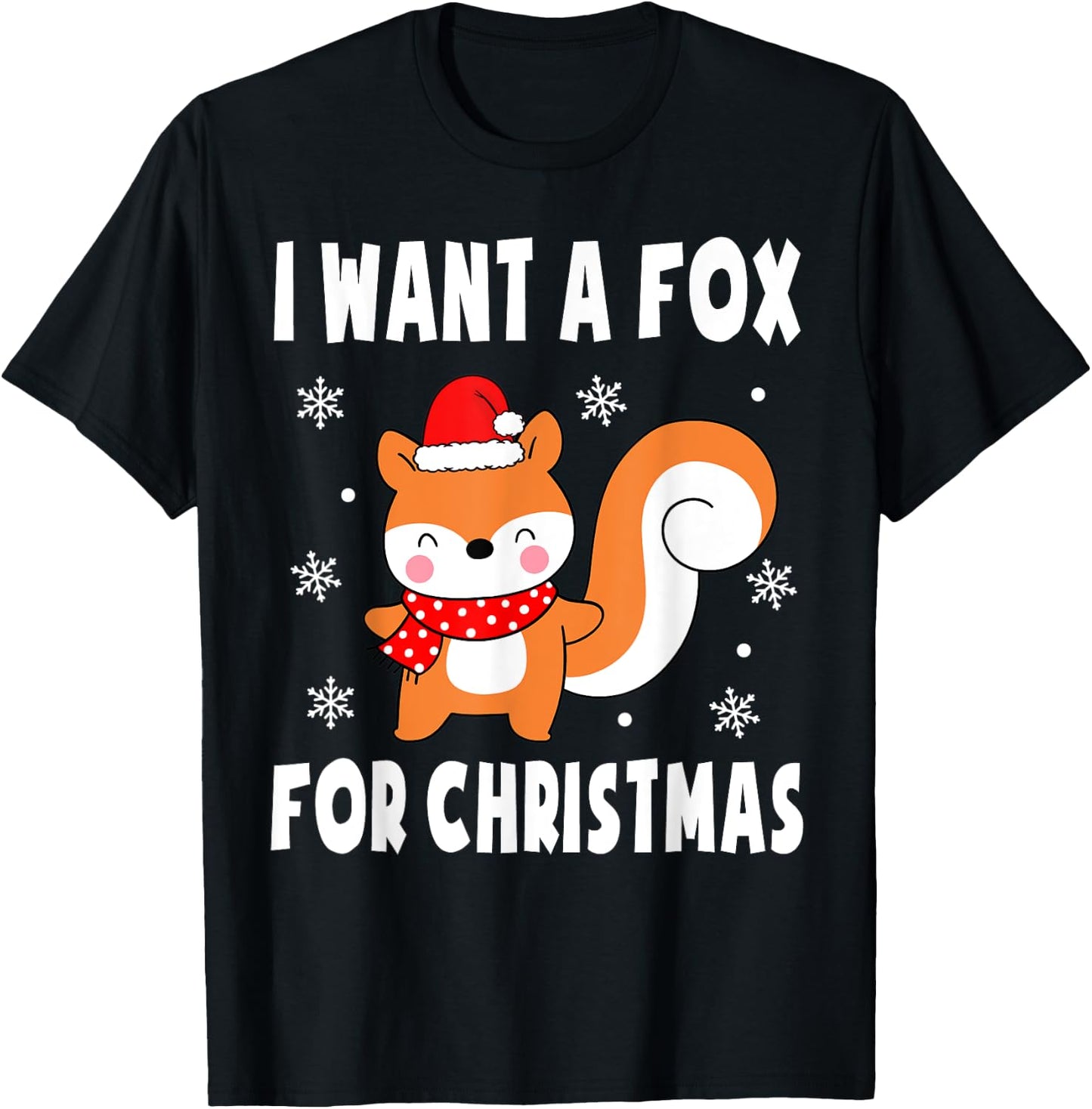 I Want A Fox For Christmas Fox Pajamas Girls Fox Christmas T-Shirt - T-Shirt | Black