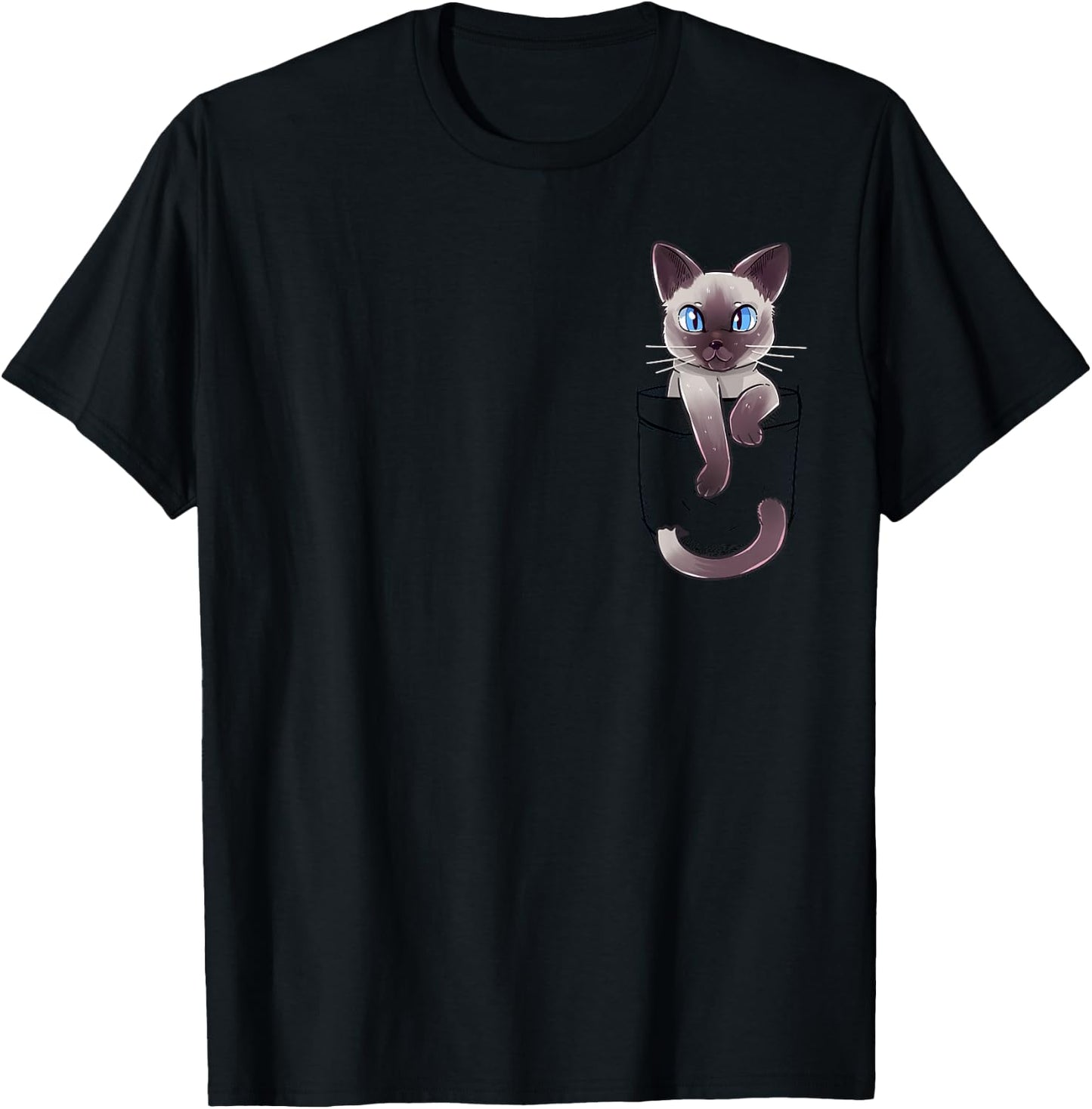 Pocket Cute Siamese Cat Kitten T-Shirt - T-Shirt | Black