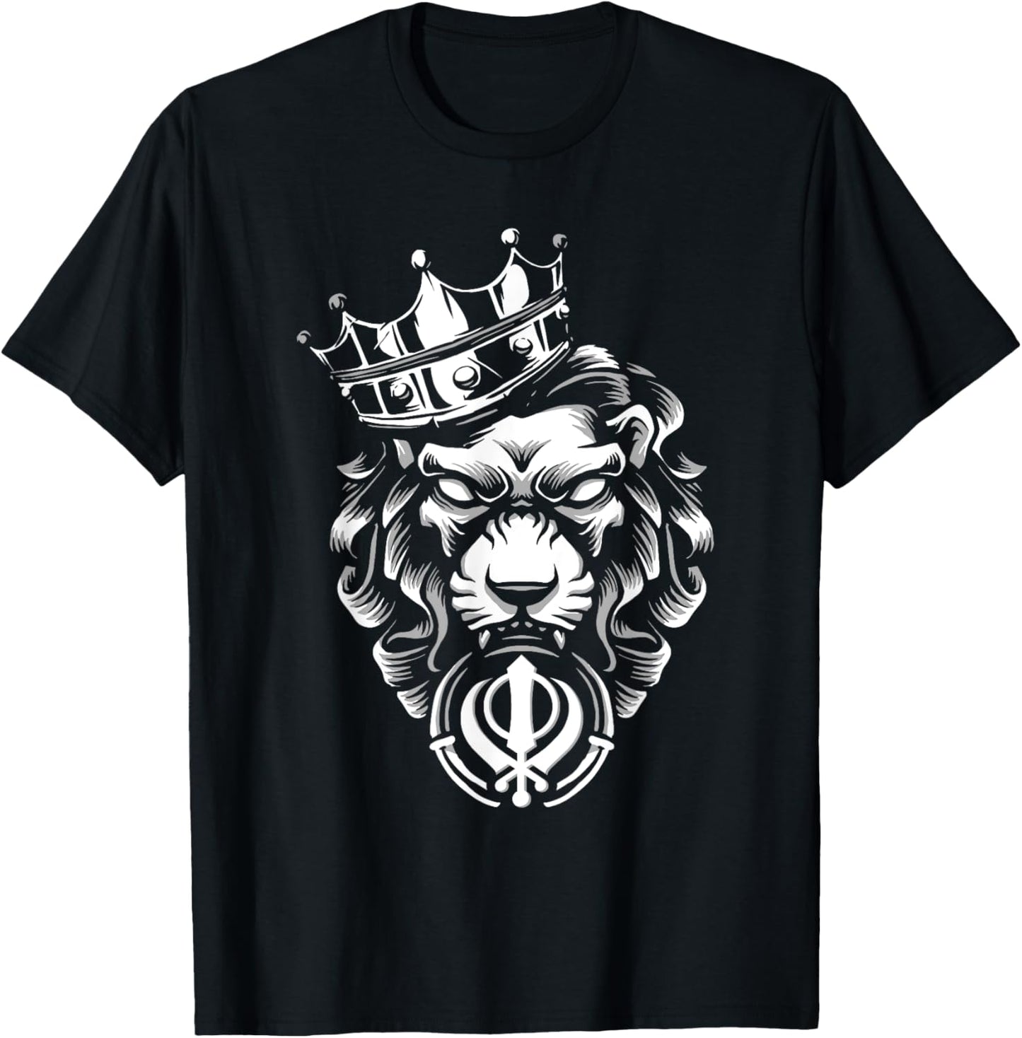 Sikh Khanda Lion for All Sikhs Singh is King T-Shirt - T-Shirt | Black