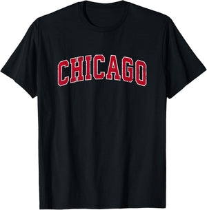 Chicago Illinois IL Vintage Sports Design Red Design T-Shirt - T-Shirt | Black
