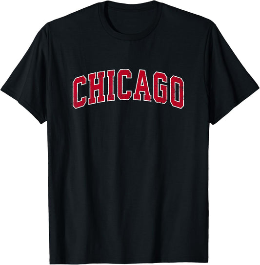 Chicago Illinois IL Vintage Sports Design Red Design T-Shirt - T-Shirt | Black