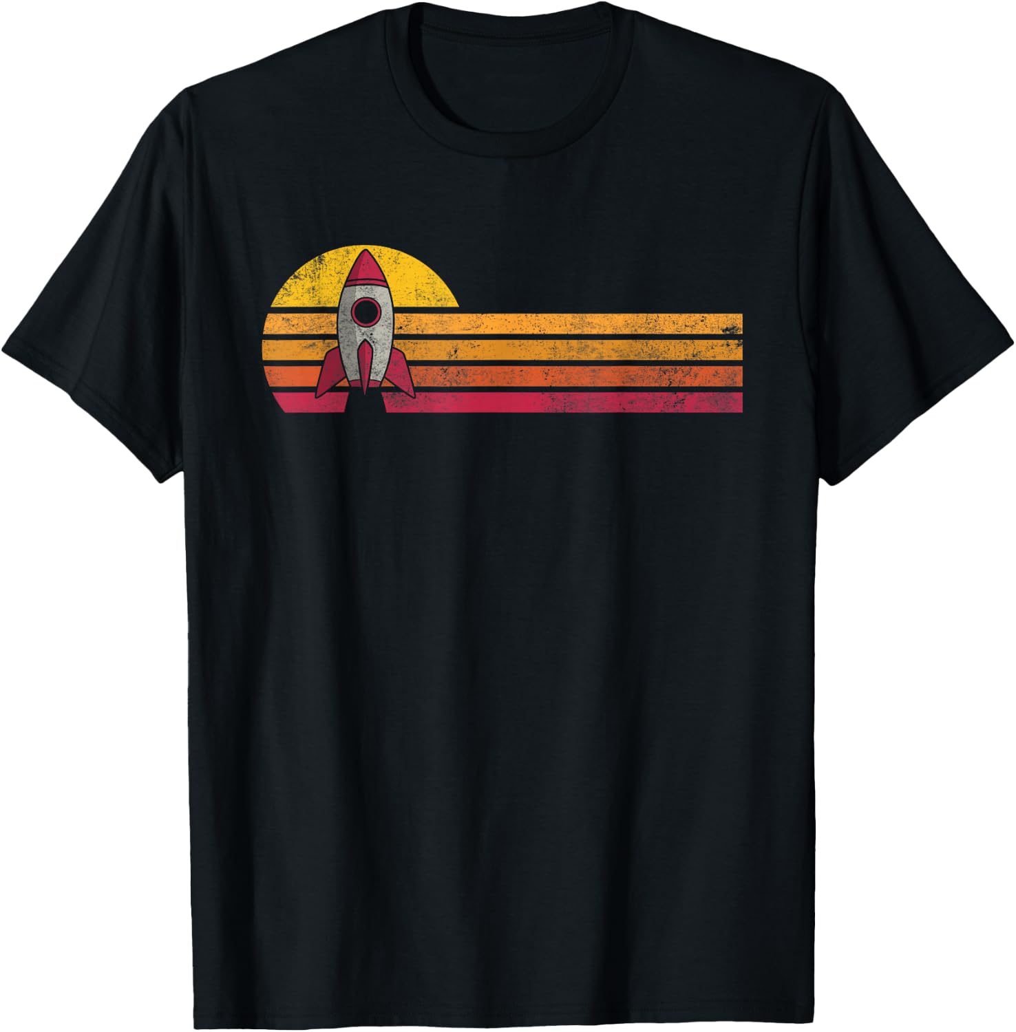 Vintage Style Space Ship Silhouette Retro Space Science Gift T-Shirt - T-Shirt | Black