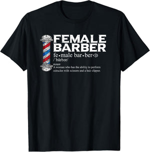 Funny Female Barber Gift Hairstylist Hairdresser Barber T-Shirt - T-Shirt | Black