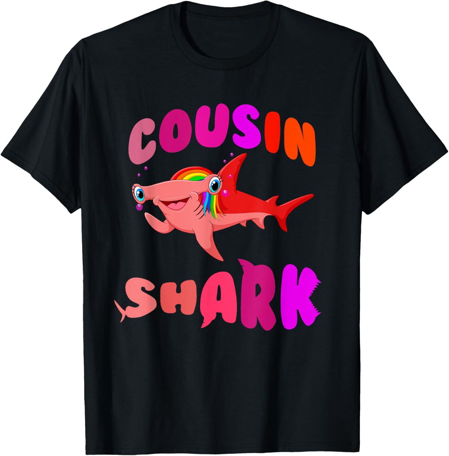 Cousin Shark hammerhead birthday family shark matching T-Shirt - T-Shirt | Black