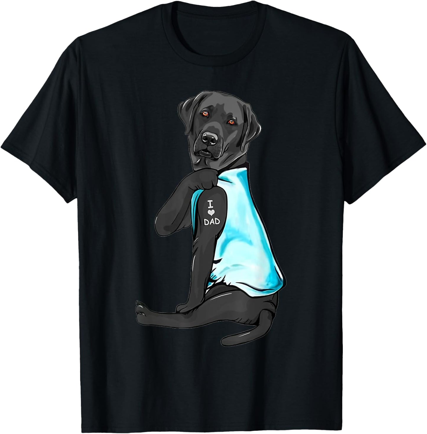 Black Labrador Tattoos I Love Dad Sitting Gift Father's Day T-Shirt - T-Shirt | Black