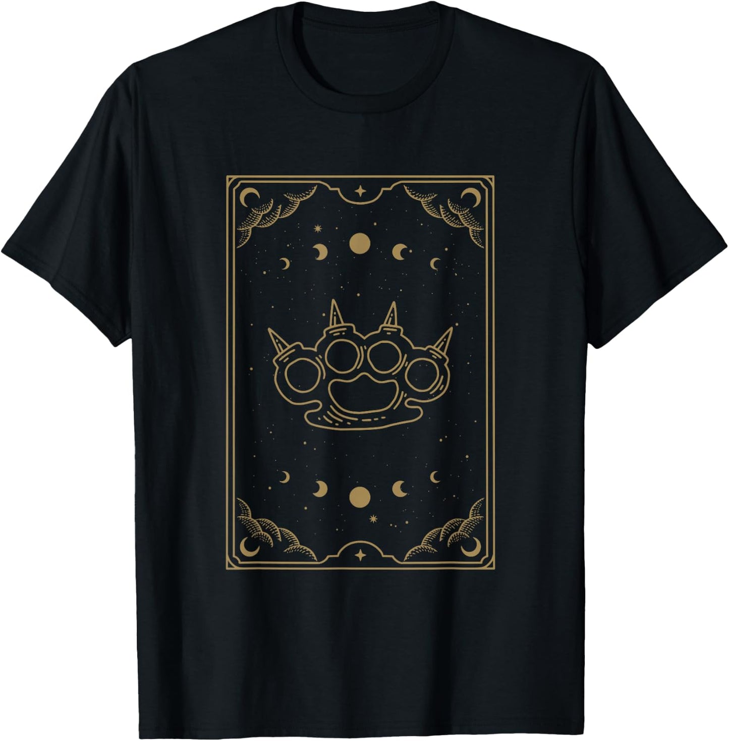 Holy Brass Knuckles - Witchy Tarot Card Aesthetic T-Shirt - T-Shirt | Black