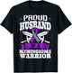 Proud Husband Of A Meningioma Warrior Tumor Awareness Ribbon T-Shirt - T-Shirt | Black