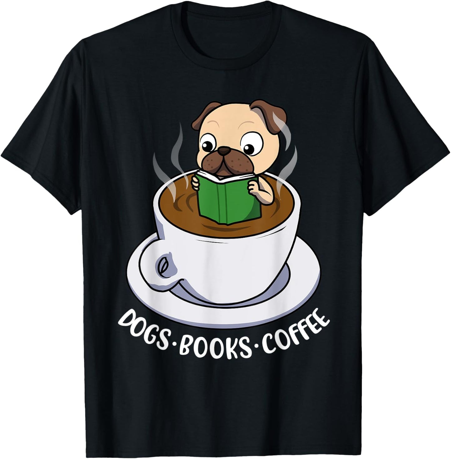 Dogs Books Coffee T-Shirt - T-Shirt | Black