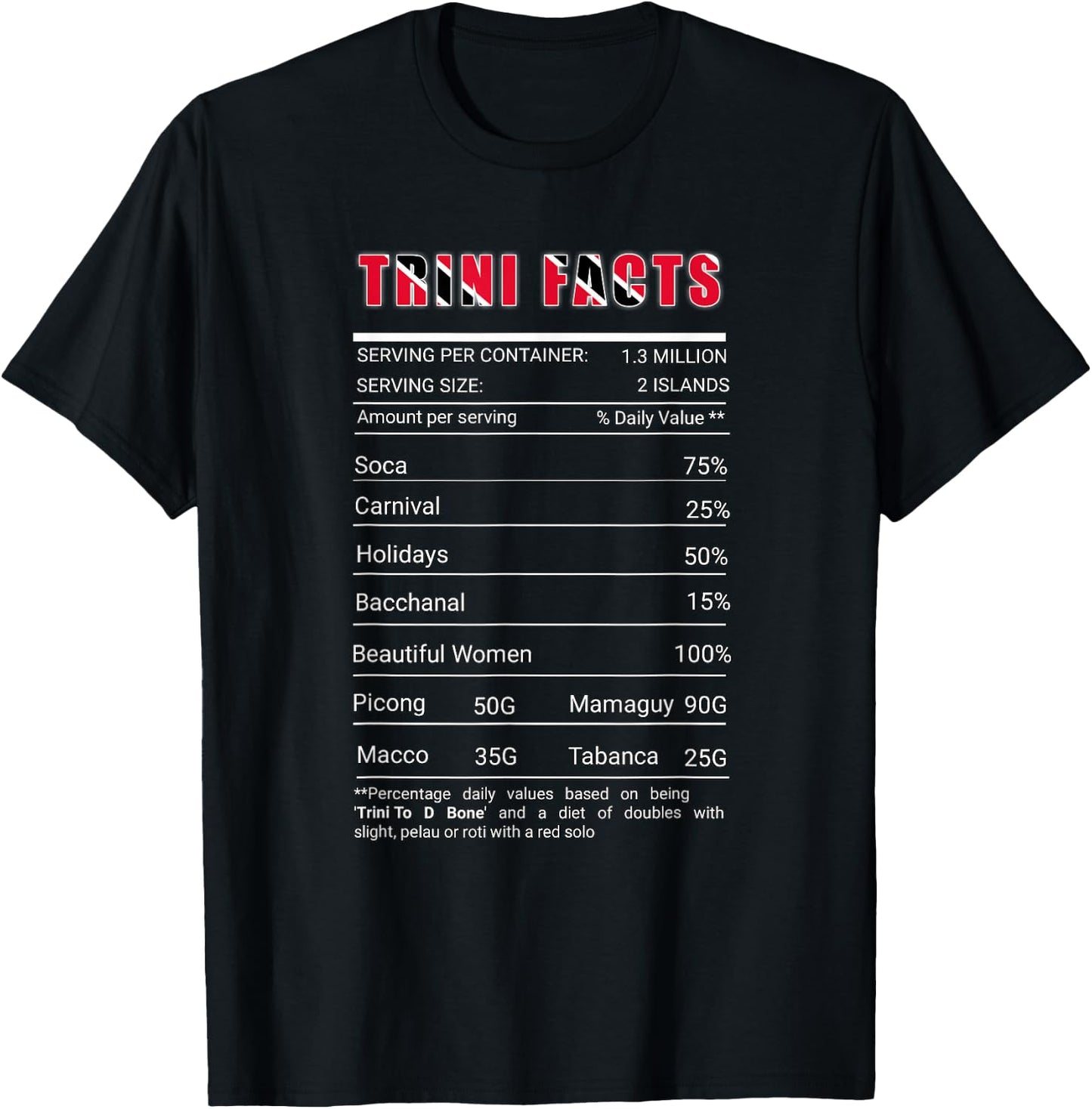Trinidad Nutrition Facts| Trinidad | Trini To D Bone T-Shirt - T-Shirt | Black